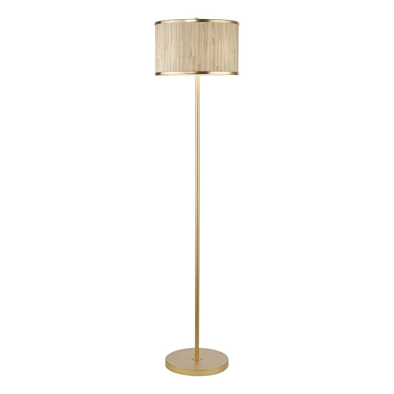Dar Lighting Fenella 3 Light Floor Lamp Gold Leaf and Seagrass • FEN4935