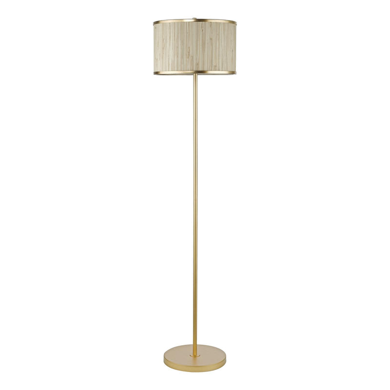 Dar Lighting Fenella 3 Light Floor Lamp Gold Leaf and Seagrass • FEN4935