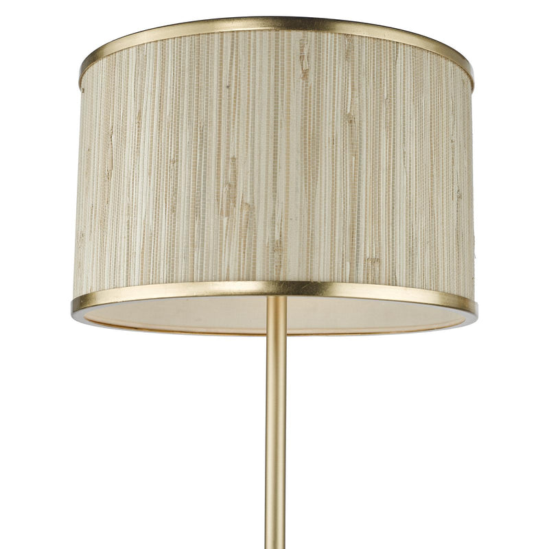 Dar Lighting Fenella 3 Light Floor Lamp Gold Leaf and Seagrass • FEN4935