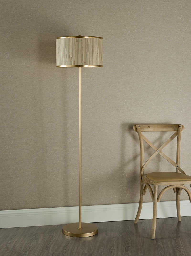 Dar Lighting Fenella 3 Light Floor Lamp Gold Leaf and Seagrass • FEN4935