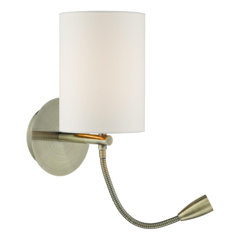 Dar Lighting Feta Wall Light Antique Brass With Shade LED • FET0775-S1061