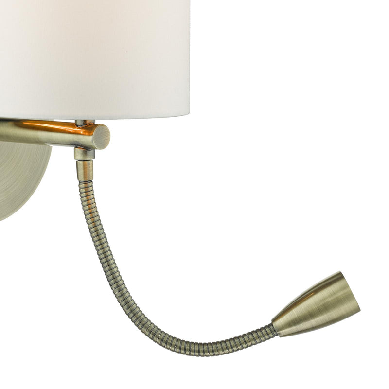 Dar Lighting Feta Wall Light Antique Brass With Shade LED • FET0775-S1061