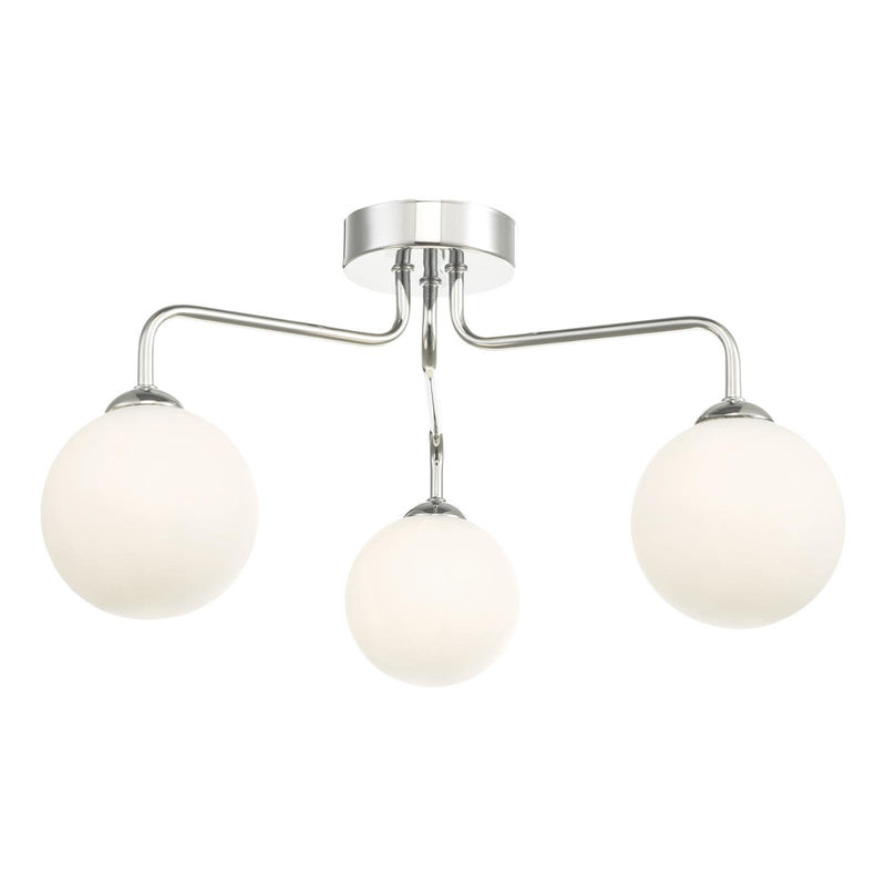 Dar Lighting Feya 3 Light Semi Flush Polished Chrome With Opal Glass • FEY0350-02