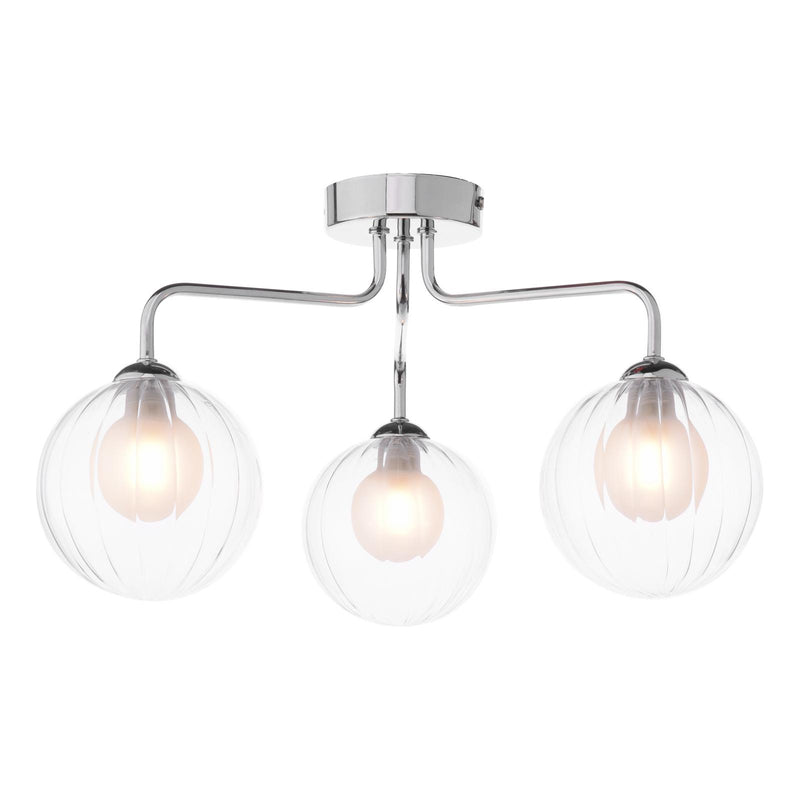 Dar Lighting Feya 3 Light Semi Flush Polished Chrome With Clear/Opal Glass • FEY0350-20