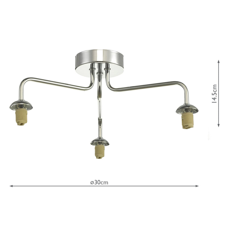 Dar Lighting Feya 3 Light Semi Flush Polished Chrome Frame Only • FEY0350-F