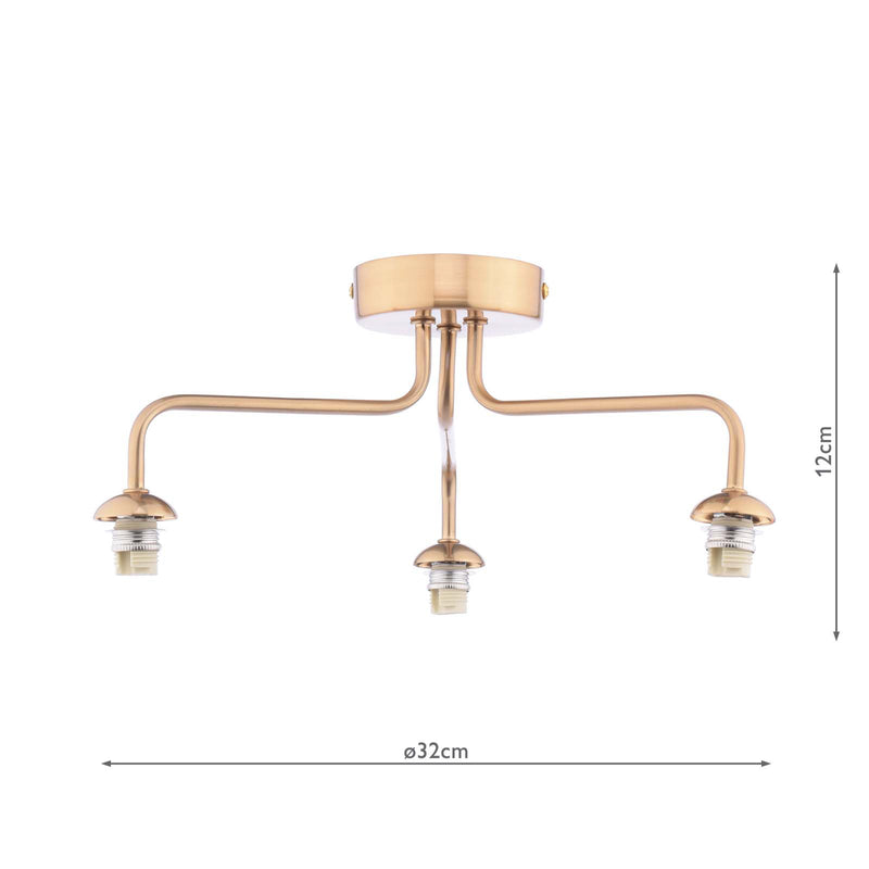 Dar Lighting Feya 3 Light Semi-Flush Antique Bronze Fitting Only • FEY0363-F