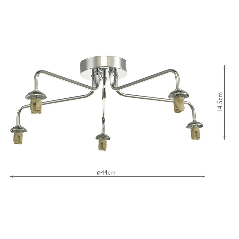 Dar Lighting Feya 5 Light Semi Flush Polished Chrome Frame Only • FEY0550-F