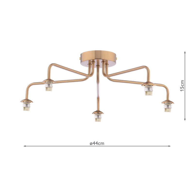 Dar Lighting Feya 5 Light Semi-Flush Antique Bronze Fitting Only • FEY0563-F