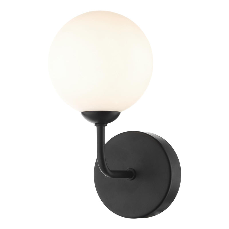 Dar Lighting Feya Wall Light Matt Black With Opal Glass • FEY0722-02