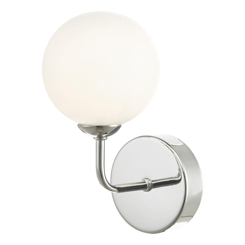 Dar Lighting Feya Wall Light Polished Chrome With Opal Glass • FEY0750-02