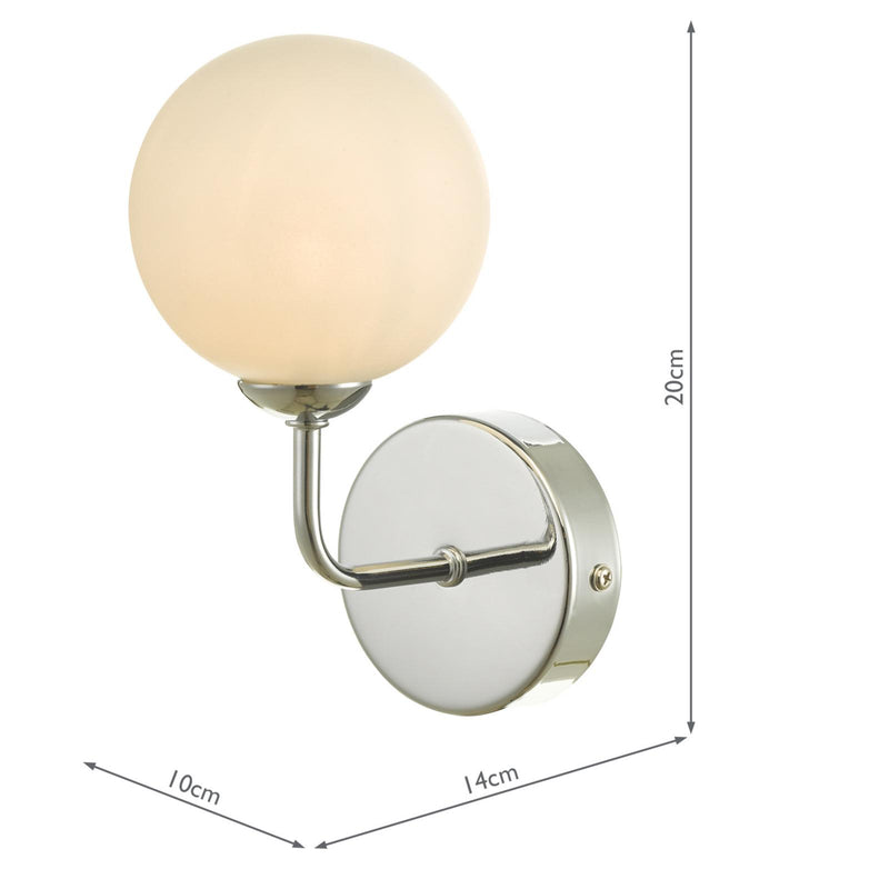 Dar Lighting Feya Wall Light Polished Chrome With Opal Glass • FEY0750-02