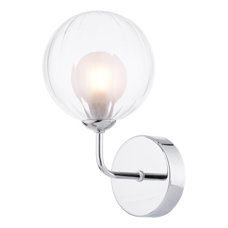 Dar Lighting Feya Wall Light Polished Chrome With Clear/Opal Glass • FEY0750-20