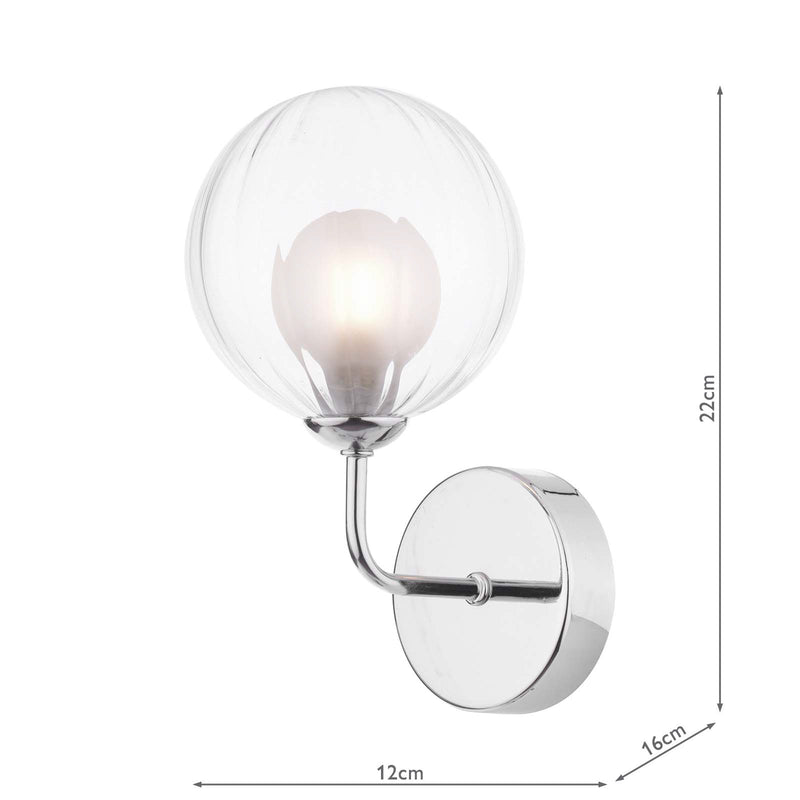 Dar Lighting Feya Wall Light Polished Chrome With Clear/Opal Glass • FEY0750-20