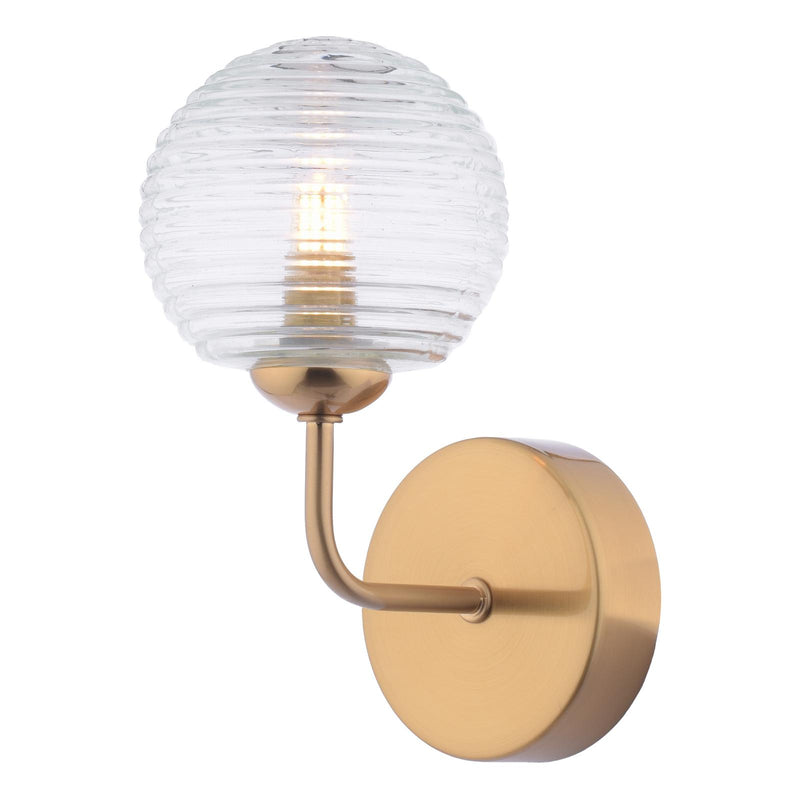 Dar Lighting Feya Wall Light Antique Bronze With Ribbed Glass • FEY0763-08