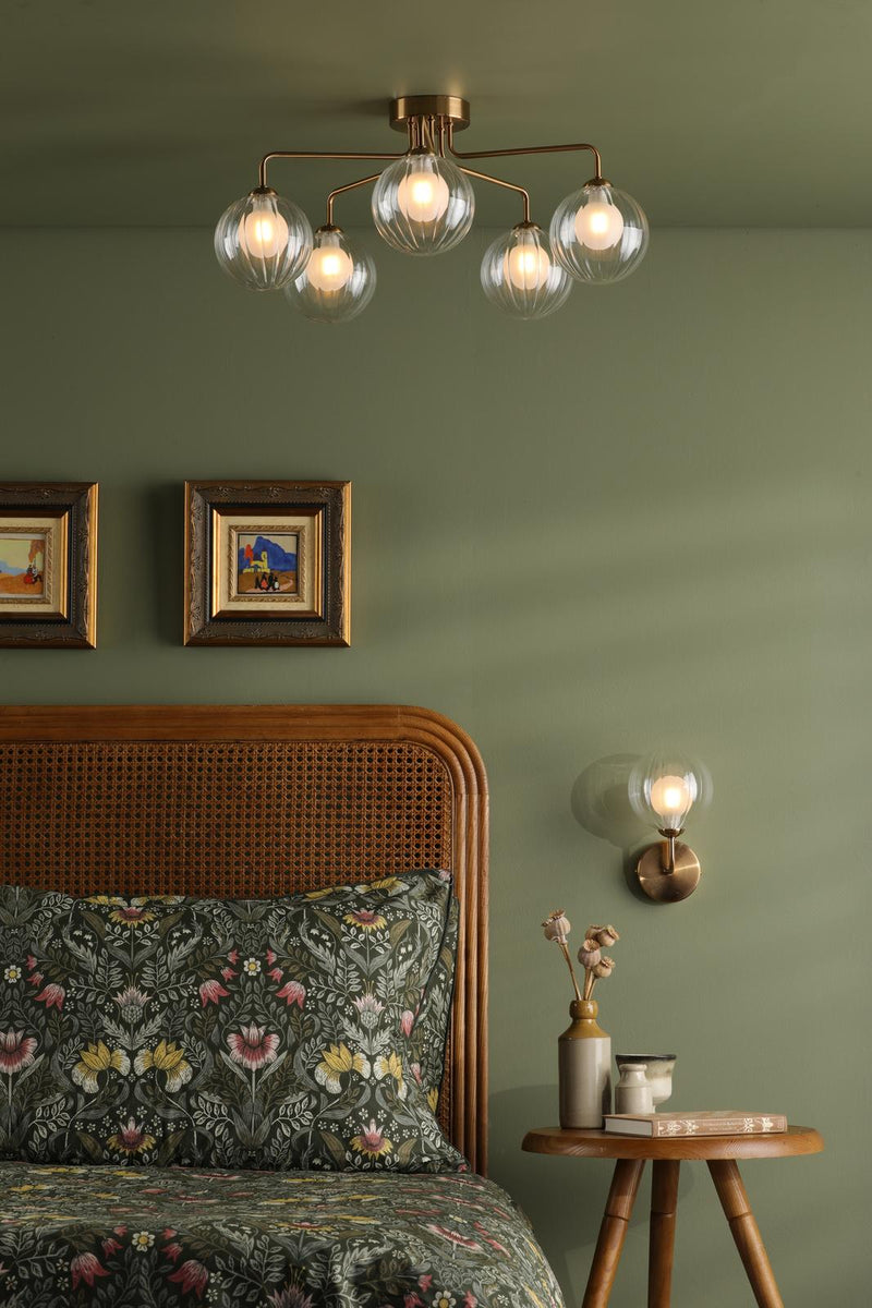 Dar Lighting Feya Wall Light Antique Bronze With Clear/Opal Glass • FEY0763-20
