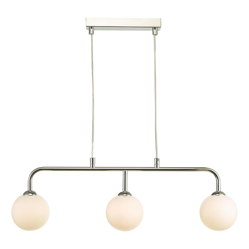 Dar Lighting Feya 3 Light Bar Pendant Polished Chrome With Opal Glass • FEY6250-02