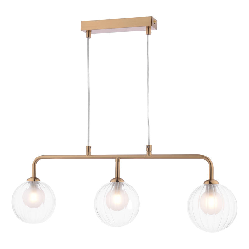 Dar Lighting Feya 3 Light Bar Pendant Antique Bronze With Clear/Opal Glass • FEY6263-20