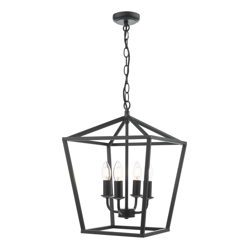Dar Lighting Fionn 4 Light Pendant Matt Black • FIO0422