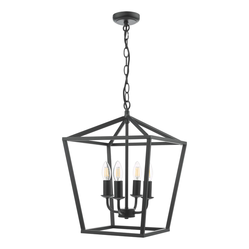 Dar Lighting Fionn 4 Light Pendant Matt Black • FIO0422