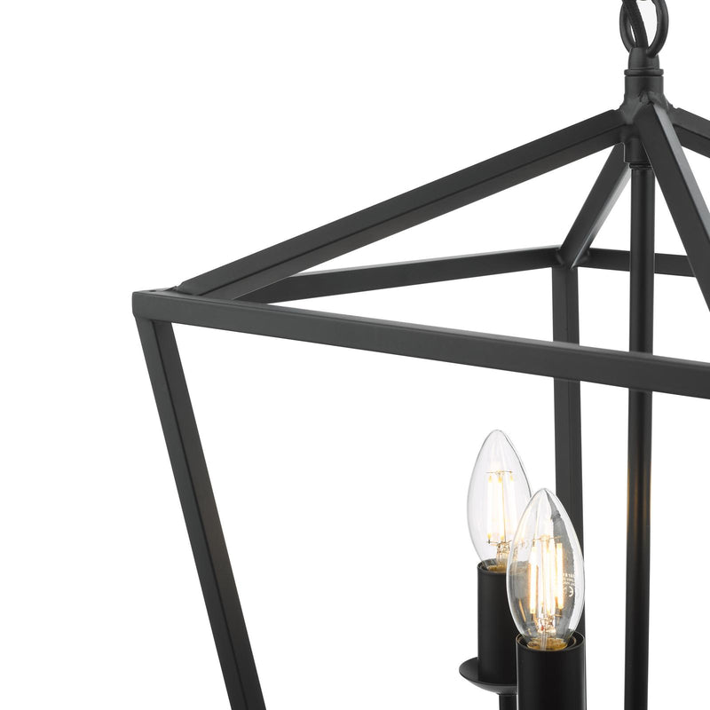Dar Lighting Fionn 4 Light Pendant Matt Black • FIO0422