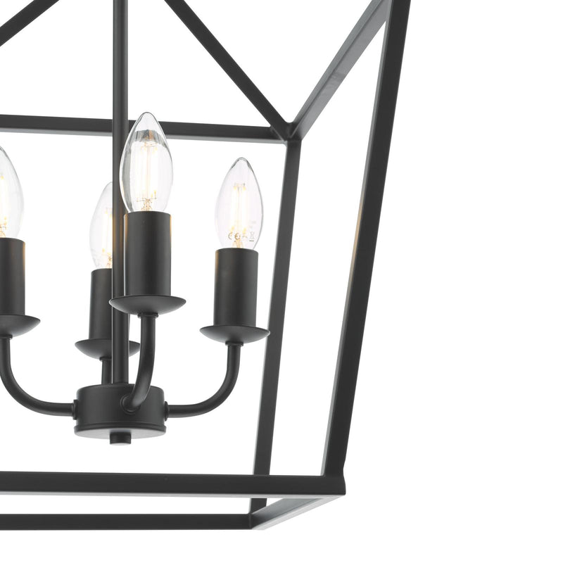 Dar Lighting Fionn 4 Light Pendant Matt Black • FIO0422