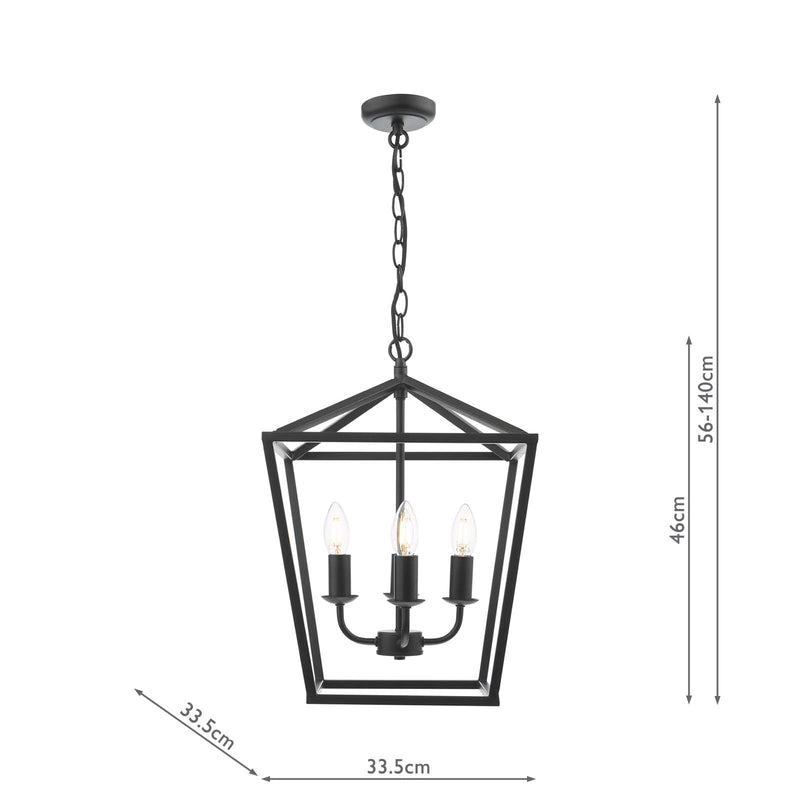 Dar Lighting Fionn 4 Light Pendant Matt Black • FIO0422