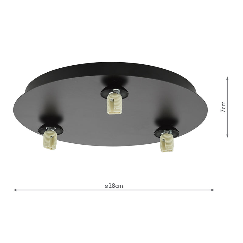 Dar Lighting Foley 3 Light Flush Matt Black Fitting Only • FOL5322-F