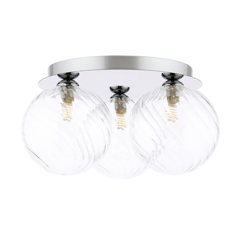 Dar Lighting Foley 3 Light Flush Polished Chrome With Closed Glass • FOL5350-22