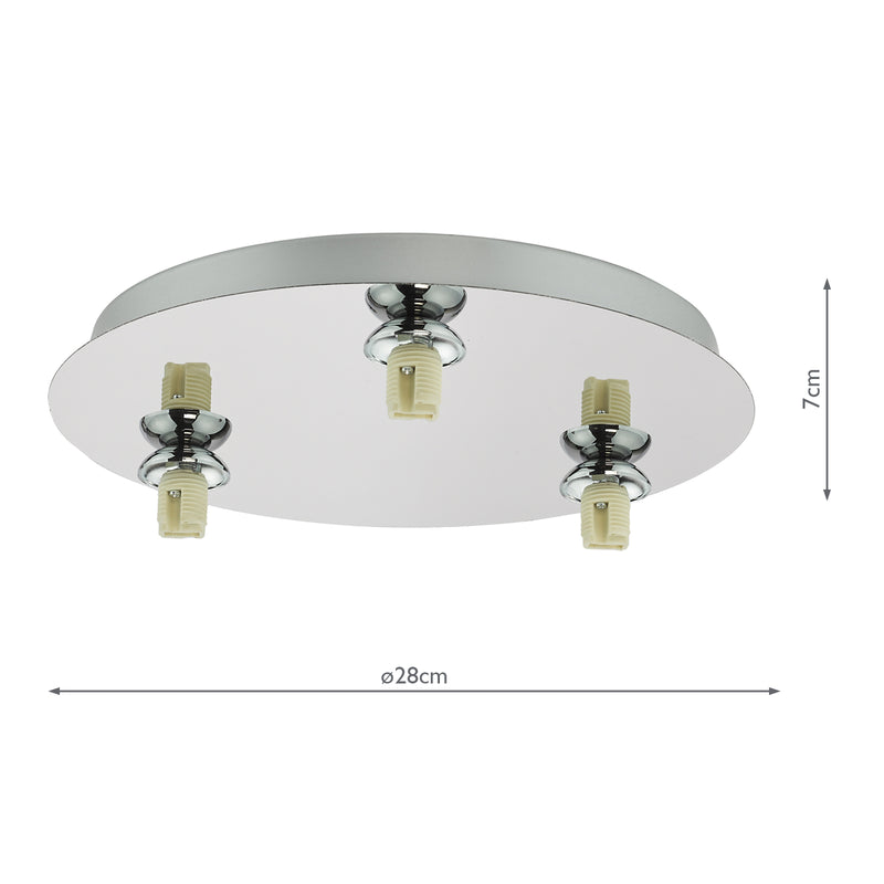 Dar Lighting Foley 3 Light Flush Polished Chrome Fitting Only • FOL5350-F