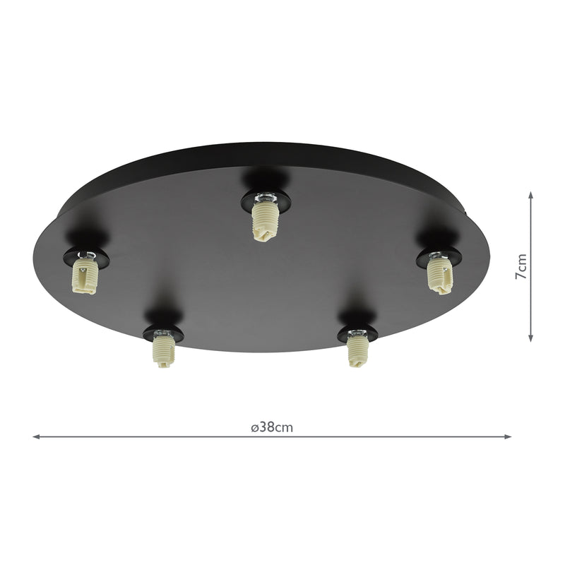 Dar Lighting Foley 5 Light Flush Matt Black Fitting Only • FOL5422-F