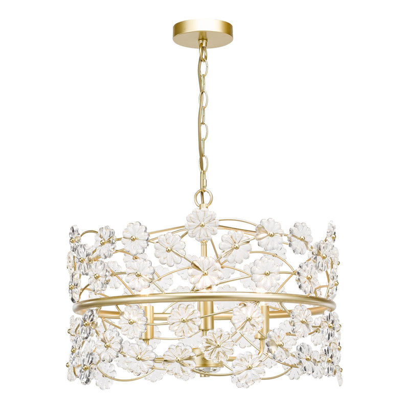 Dar Lighting Fonda 3 Light Pendant Satin Gold and Glass • FON0335