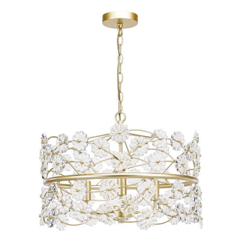 Dar Lighting Fonda 3 Light Pendant Satin Gold and Glass • FON0335
