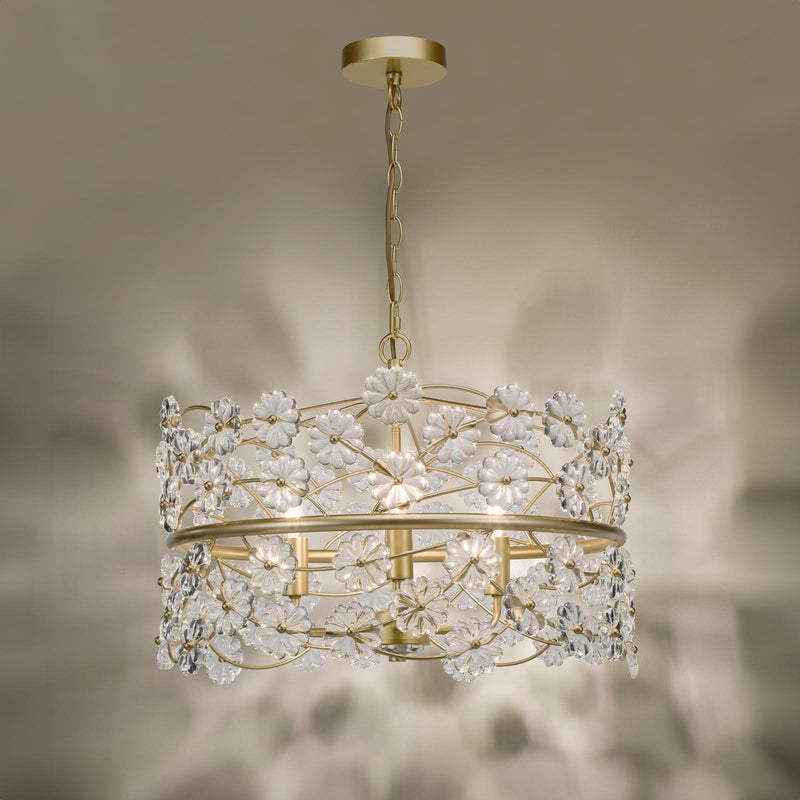 Dar Lighting Fonda 3 Light Pendant Satin Gold and Glass • FON0335