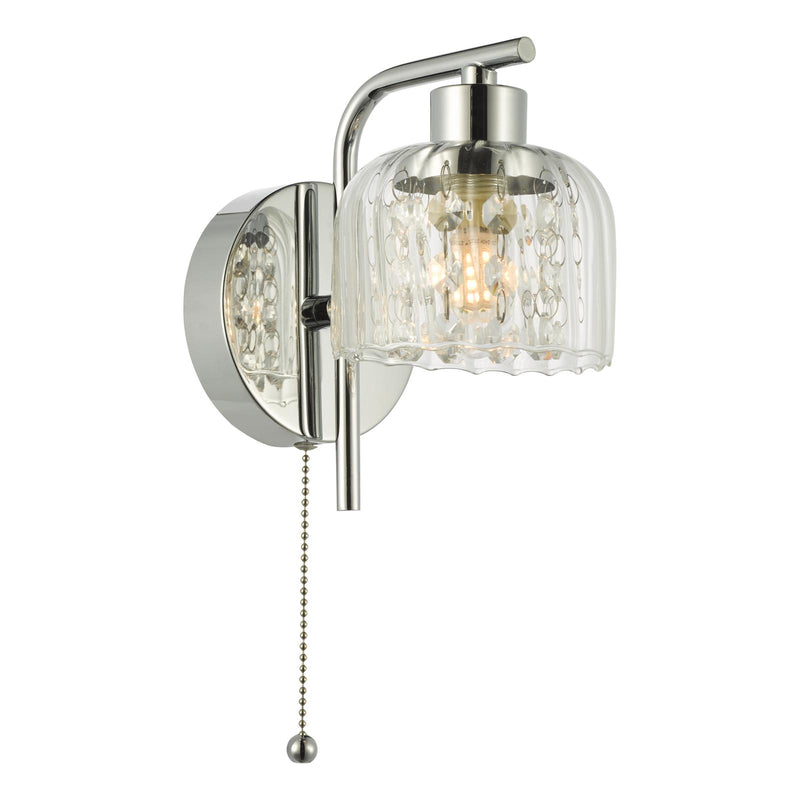 Dar Lighting Forseti Bathroom Wall Light Polished Chrome and Glass IP44 • FOR0750
