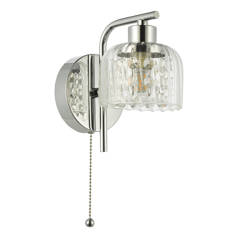 Dar Lighting Forseti Bathroom Wall Light Polished Chrome and Glass IP44 • FOR0750
