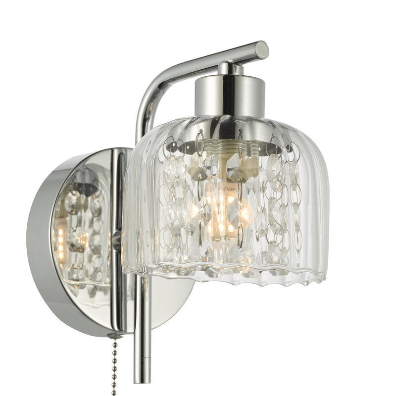 Dar Lighting Forseti Bathroom Wall Light Polished Chrome and Glass IP44 • FOR0750