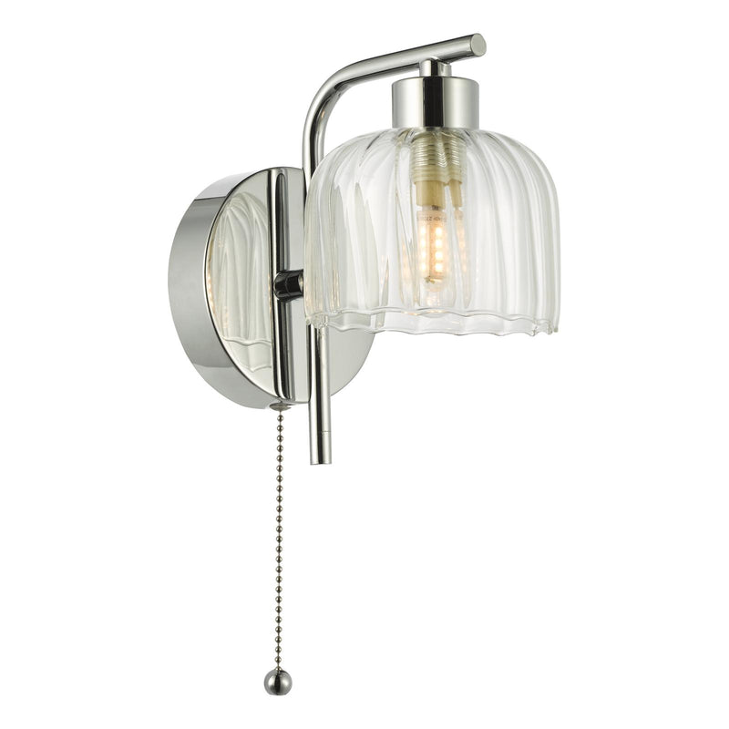 Dar Lighting Forseti Bathroom Wall Light Polished Chrome and Glass IP44 • FOR0750