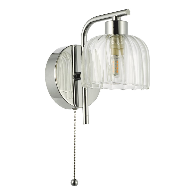 Dar Lighting Forseti Bathroom Wall Light Polished Chrome and Glass IP44 • FOR0750