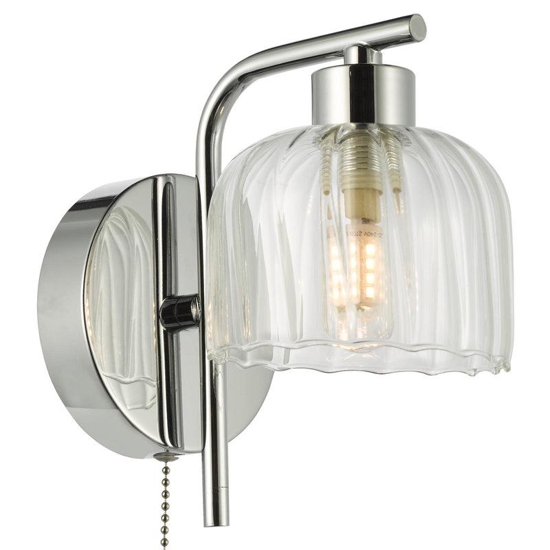 Dar Lighting Forseti Bathroom Wall Light Polished Chrome and Glass IP44 • FOR0750