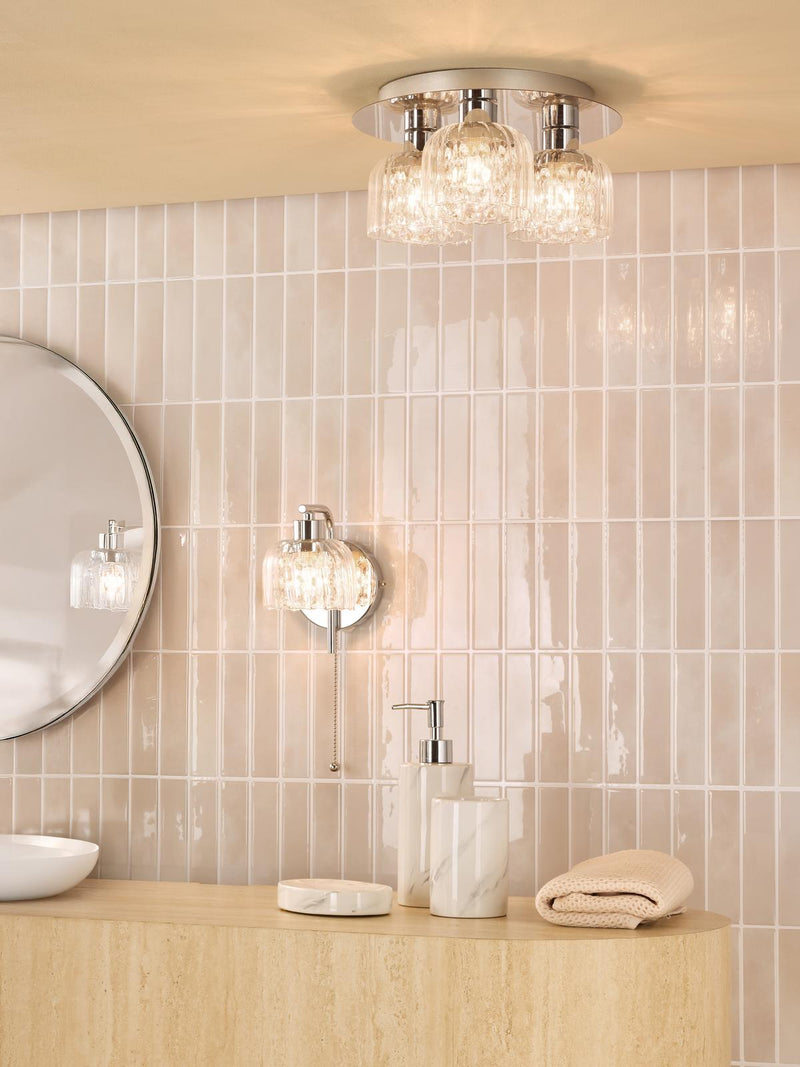 Dar Lighting Forseti Bathroom Wall Light Polished Chrome and Glass IP44 • FOR0750