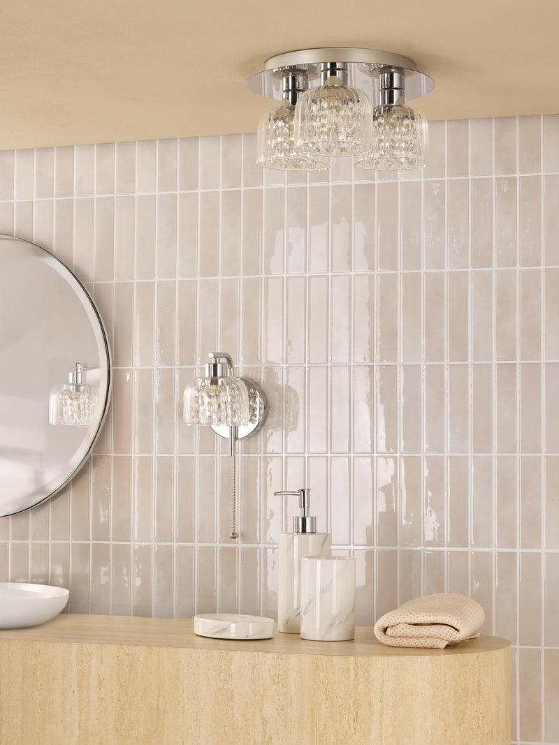 Dar Lighting Forseti Bathroom Wall Light Polished Chrome and Glass IP44 • FOR0750