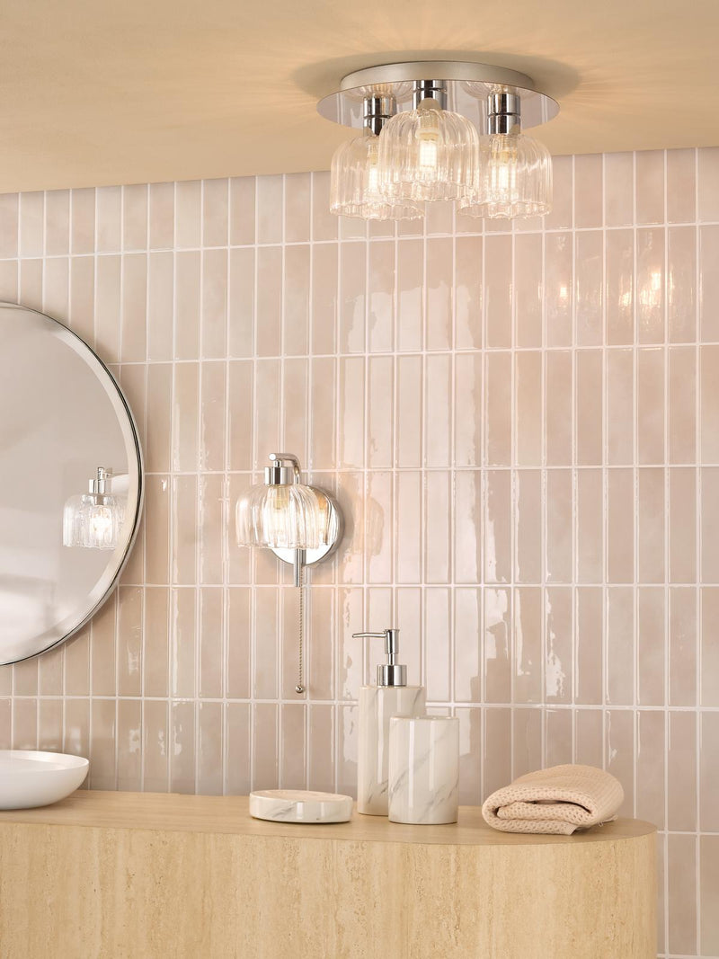 Dar Lighting Forseti Bathroom Wall Light Polished Chrome and Glass IP44 • FOR0750