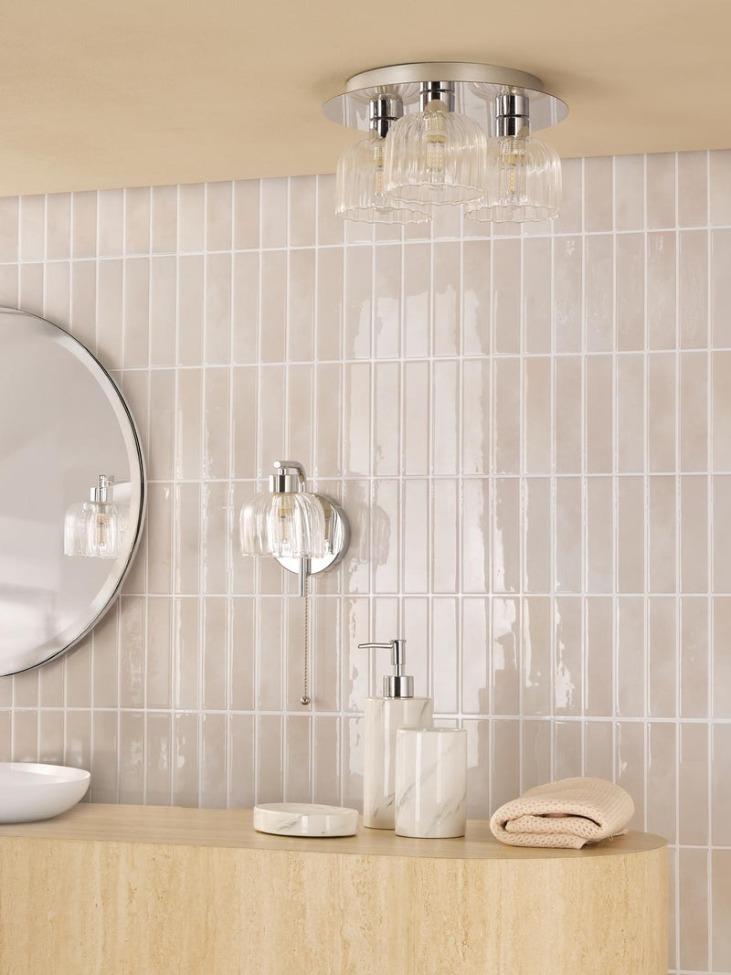 Dar Lighting Forseti Bathroom Wall Light Polished Chrome and Glass IP44 • FOR0750