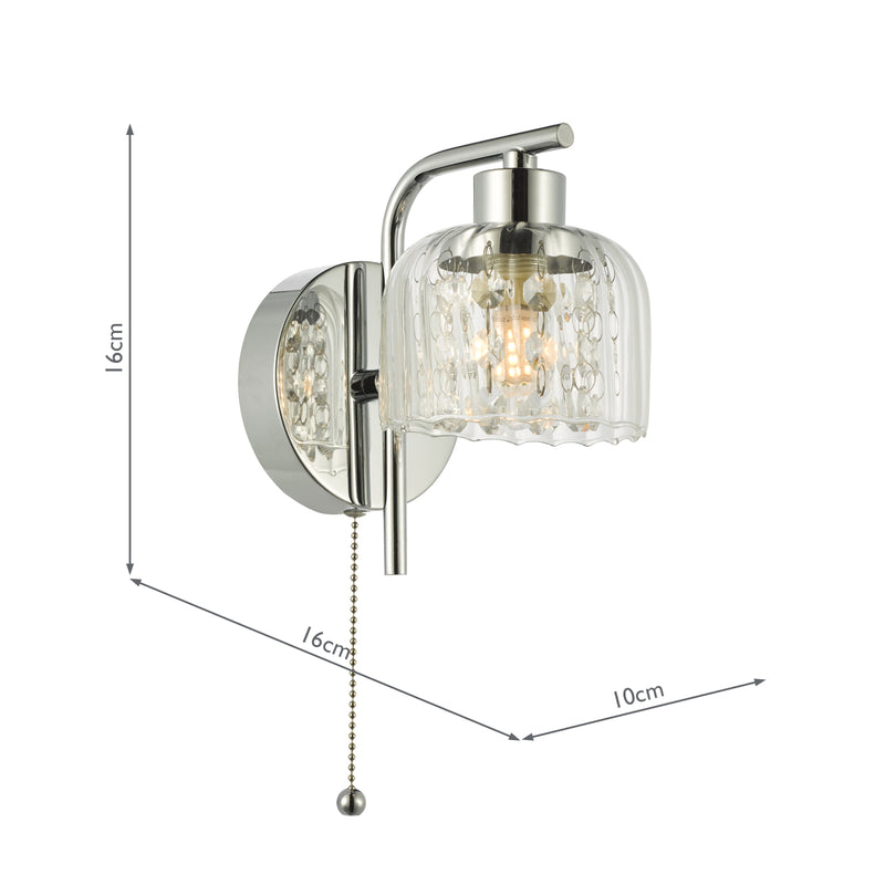 Dar Lighting Forseti Bathroom Wall Light Polished Chrome and Glass IP44 • FOR0750