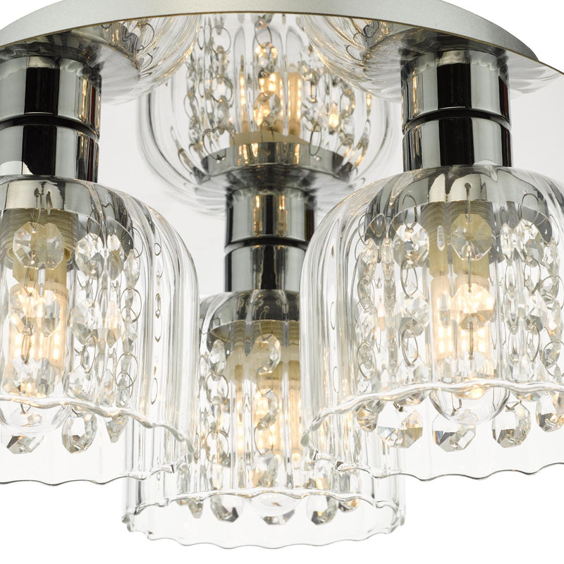 Dar Lighting Forseti 3 Light Bathroom Flush Light Polished Chrome and Glass IP44 • FOR5350