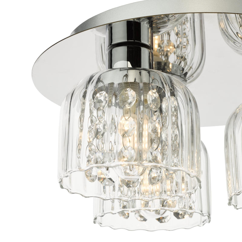 Dar Lighting Forseti 3 Light Bathroom Flush Light Polished Chrome and Glass IP44 • FOR5350