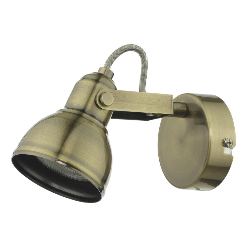 Dar Lighting Fothergill Single Wall Spotlight Antique Brass • FOT0775