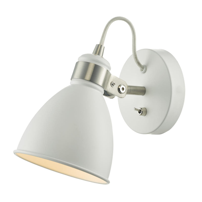 Dar Lighting Frederick Single Wall Spotlight White Satin Chrome • FRE0702