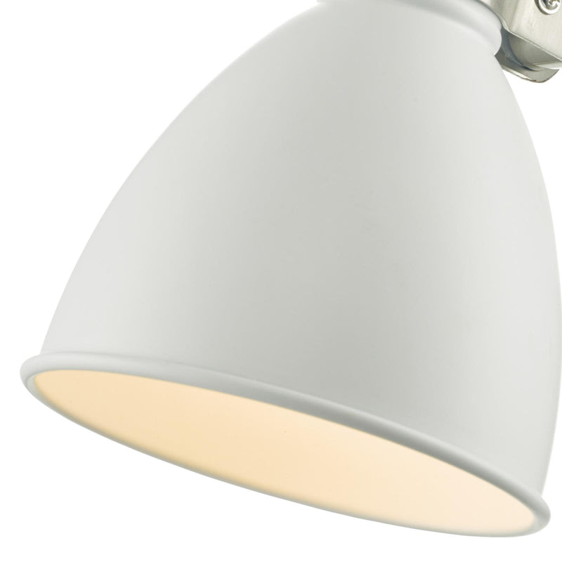 Dar Lighting Frederick Single Wall Spotlight White Satin Chrome • FRE0702