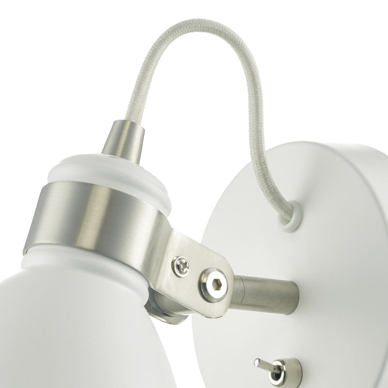 Dar Lighting Frederick Single Wall Spotlight White Satin Chrome • FRE0702